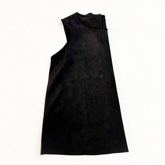 Naked Zebra Faux Suede Black Sleeveless Dress Top Size L - Picture 6 of 6